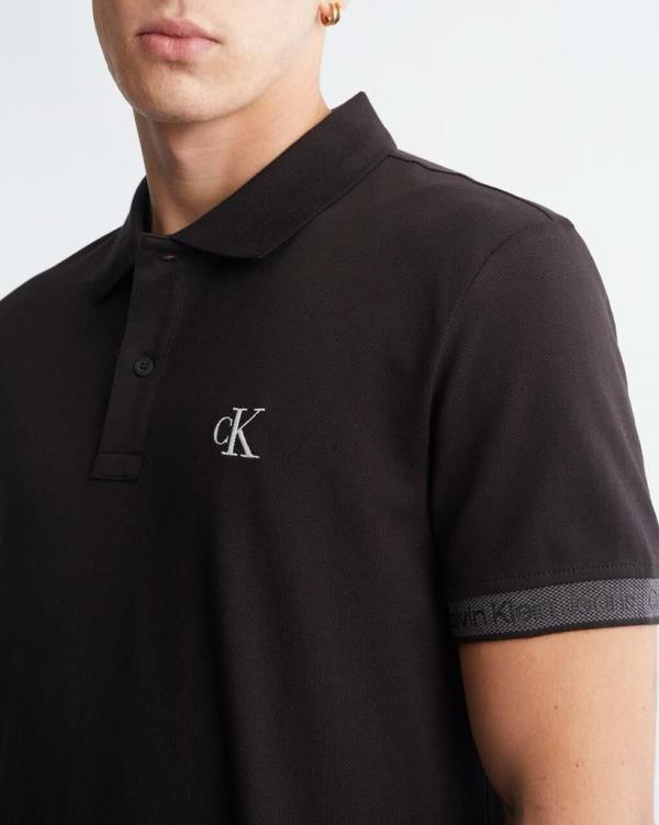 Calvin_Klein Black Imported Collar Neck Premium Polo T-shirt F2652-BL